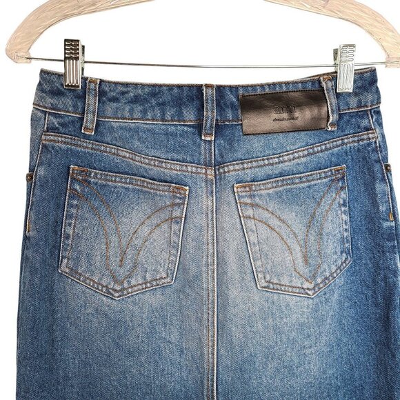 AMI Paris alexandre mattiussi Denim MiDi Designer Skirt - Picture 10 of 15